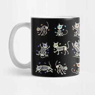 Colorful Cat Skeleton Day of the Dead Candy Skeleton Mug